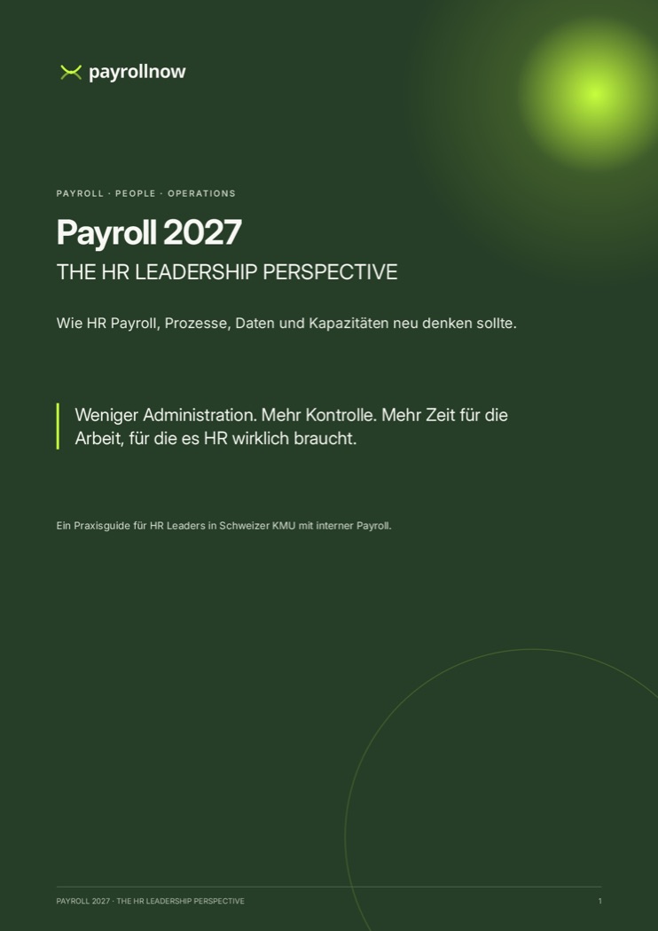 Deckblatt des Praxisguides «Payroll 2027 — The HR Leadership Perspective» von payrollnow