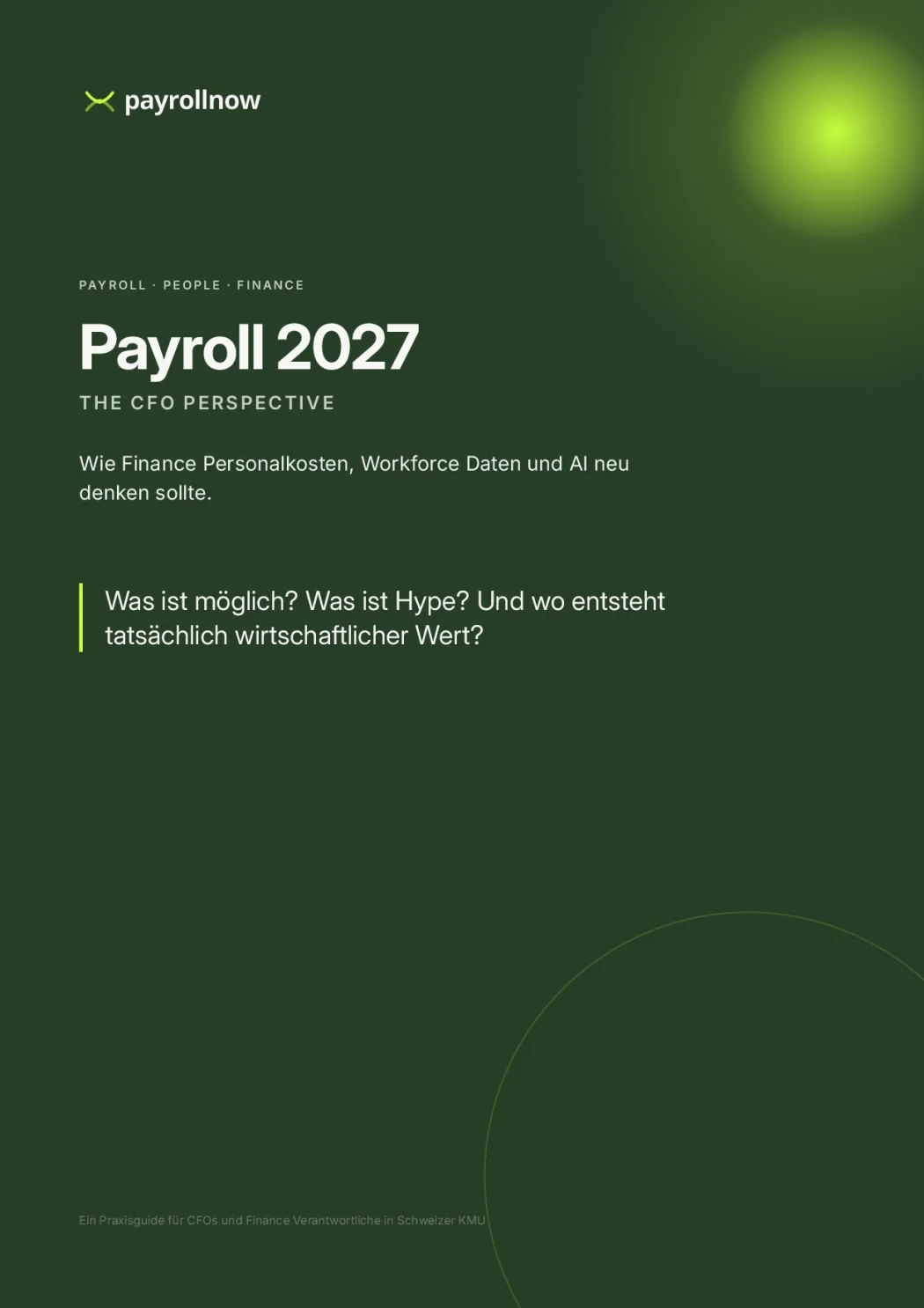 Deckblatt des Praxisguides «Payroll 2027 — The CFO Perspective» von payrollnow