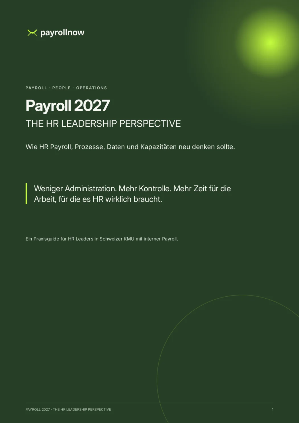 Deckblatt des Praxisguides «Payroll 2027 — The HR Leadership Perspective» von payrollnow